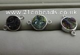 NGC6005 12mm coin plated druzy agate connectors wholesale