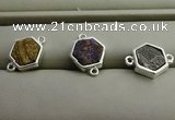 NGC6007 12*12mm hexagon plated druzy agate connectors wholesale