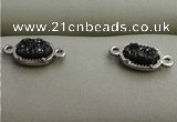 NGC6014 5*8mm oval plated druzy agate connectors wholesale