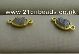 NGC6019 5*8mm oval plated druzy agate connectors wholesale