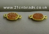 NGC6020 5*8mm oval plated druzy agate connectors wholesale