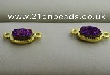 NGC6022 5*8mm oval plated druzy agate connectors wholesale