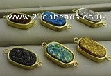 NGC6027 10*16mm oval plated druzy agate connectors wholesale