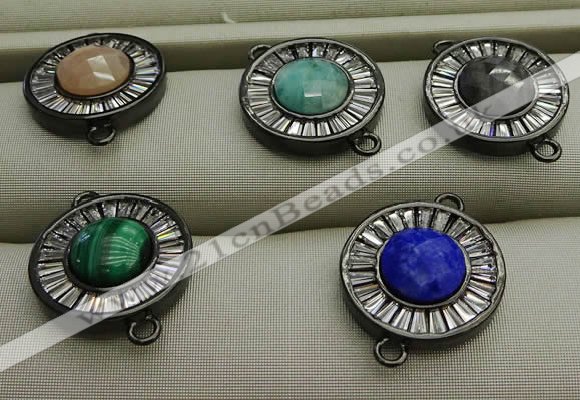 NGC6046 16mm coin mixed gemstone connectors wholesale