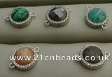 NGC6051 11mm coin mixed gemstone connectors wholesale