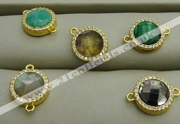 NGC6052 11mm coin mixed gemstone connectors wholesale