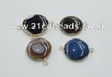 NGC62 30mm - 35mm flat round agate connectors wholesale