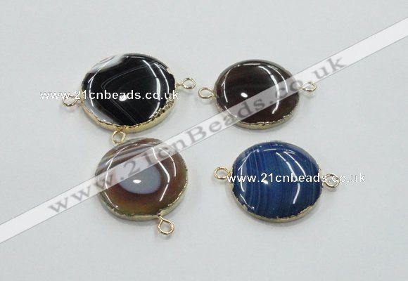 NGC62 30mm - 35mm flat round agate connectors wholesale