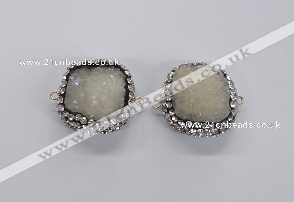 NGC629 24*25mm - 26*28mm freeform druzy agate connectors wholesale