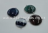 NGC63 30mm - 40mm flat round agate connectors wholesale