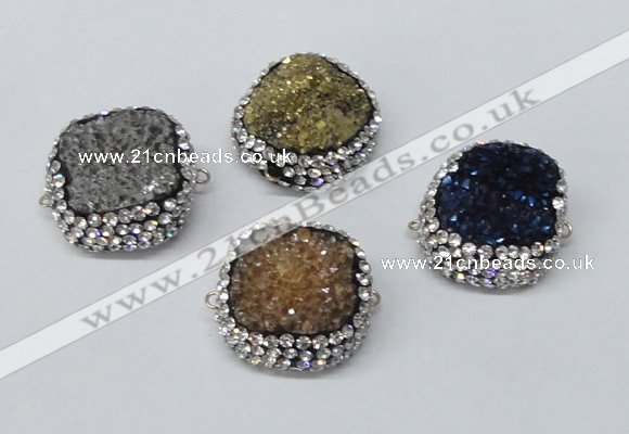 NGC634 24*25mm - 26*28mm freeform plated druzy agate connectors