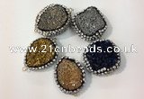 NGC638 20*28mm - 25*30mm freeform plated druzy agate connectors