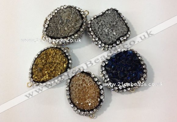 NGC638 20*28mm - 25*30mm freeform plated druzy agate connectors