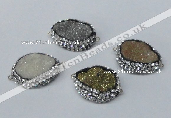 NGC640 20*28mm - 25*30mm freeform plated druzy agate connectors