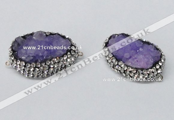 NGC646 20*30mm - 25*35mm freeform druzy agate connectors wholesale