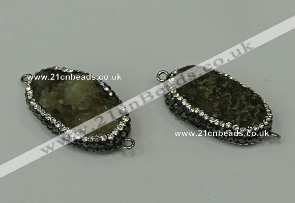 NGC6501 20*35mm freeform druzy agate connectors wholesale