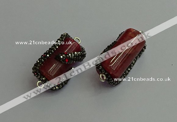 NGC6523 12*25mm tube agate gemstone connectors wholesale