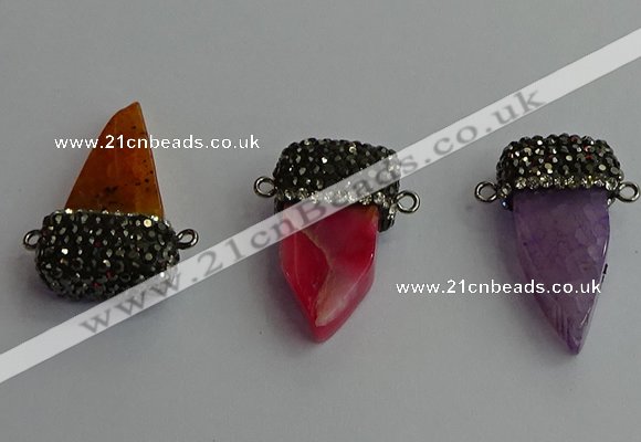 NGC6533 15*30mm - 20*40mm arrowhead agate gemstone connectors