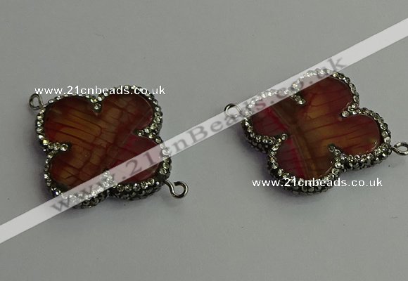 NGC6541 35*35mm flower agate gemstone connectors wholesale