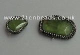 NGC6548 18*25mm - 25*30mm freeform green rutilated quartz connectors