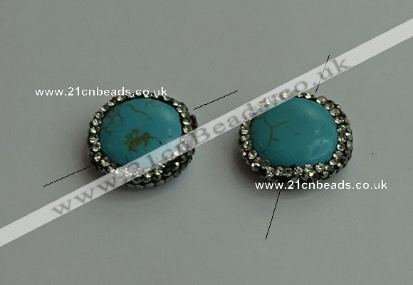 NGC6552 18mm flat round turquoise connectors wholesale