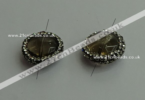 NGC6580 18mm - 20mm flat round smoky quartz connectors wholesale