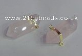 NGC665 10*35mm - 15*40mm faceted nuggets rose quartz connectors