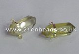 NGC666 10*35mm - 15*40mm faceted nuggets lemon quartz connectors