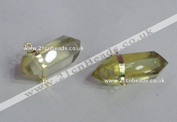 NGC666 10*35mm - 15*40mm faceted nuggets lemon quartz connectors