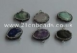 NGC6665 18*25mm faceted freeform mixed gemstone connectors