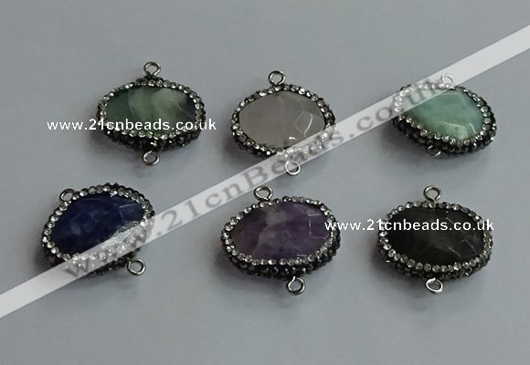 NGC6665 18*25mm faceted freeform mixed gemstone connectors