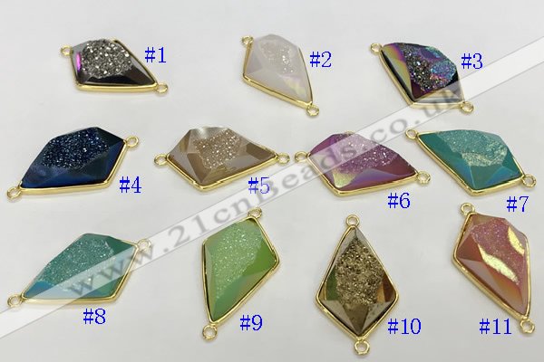 NGC7001 18*25mm faceted plated druzy agate connectors