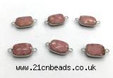NGC7033 11*15mm faceted rectangle pink wooden jasper connectors