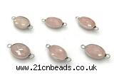 NGC7047 11*15mm faceted oval rose quartz connectors