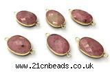 NGC7053 17*22mm faceted oval pink wooden jasper connectors