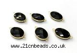 NGC7060 17*22mm faceted oval black agate connectors