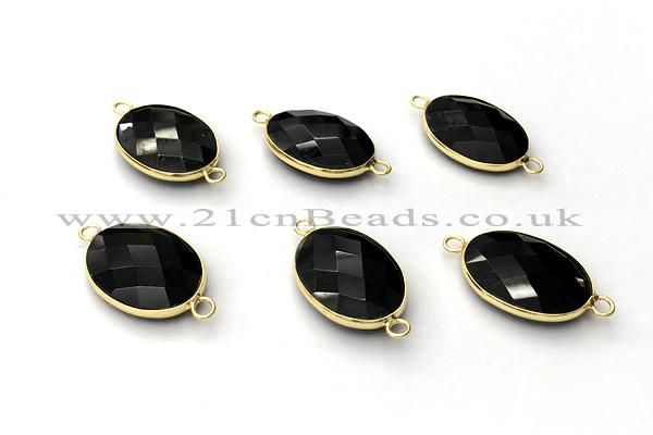 NGC7060 17*22mm faceted oval black agate connectors