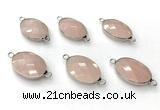 NGC7061 17*22mm faceted oval rose quartz connectors