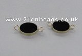 NGC717 13*18mm oval black agate gemstone connectors wholesale