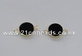 NGC719 16mm coin black agate gemstone connectors wholesale