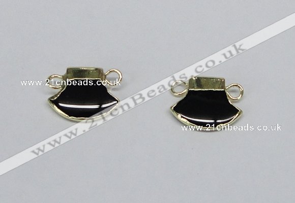 NGC723 15*20mm axe-shaped black agate connectors wholesale