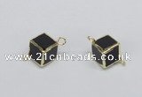 NGC726 12*12mm cube black agate connectors wholesale