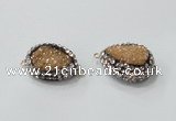 NGC731 16*22mm - 18*25mm freeform plated druzy agate connectors