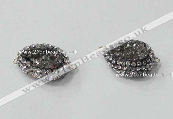 NGC733 16*22mm - 18*25mm freeform plated druzy agate connectors