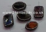 NGC7519 20*30mm - 23*33mm freeform agate connectors wholesale