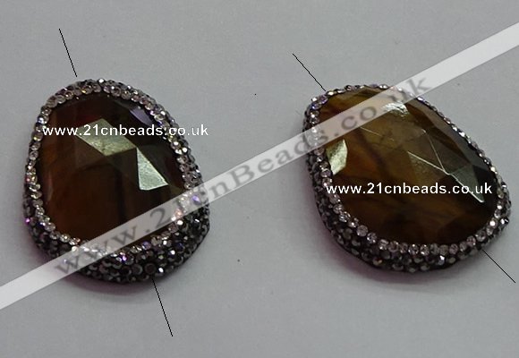 NGC7524 25*35mm - 28*38mm faceted freeform yellow tiger eye connectors