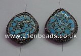 NGC7527 35*40mm - 38*45mm freeform turquoise connectors wholesale