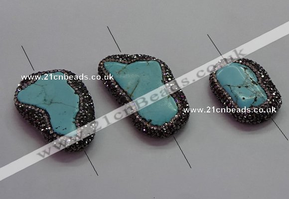 NGC7530 15*20mm - 18*25mm freeform turquoise connectors wholesale