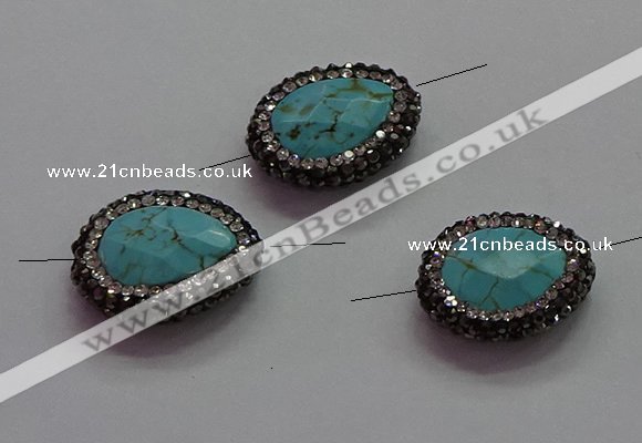 NGC7532 18*22mm - 20*25mm faceted teardrop turquoise connectors