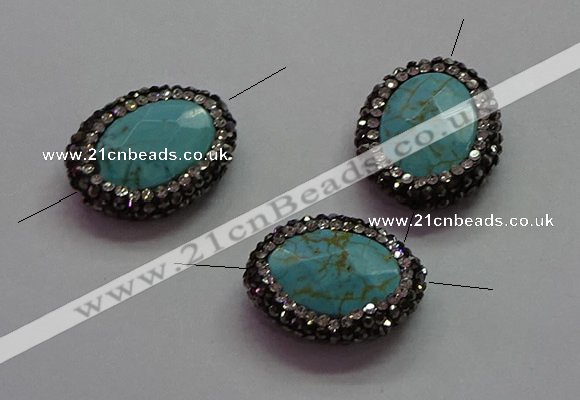 NGC7533 18*22mm - 20*25mm faceted oval turquoise connectors